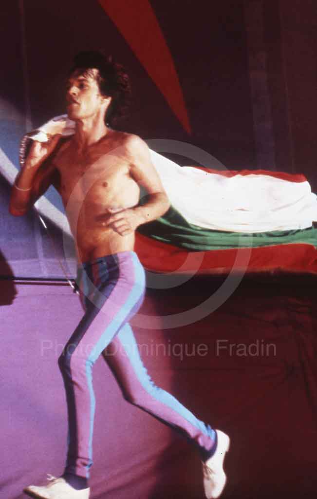 Mick Jagger, Rolling Stones. Turin, 11 juillet 1982.